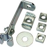 Rail clamp, used to secure fixed rails to threaded rod AD75. For ceilings over 13’.