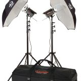 <LI>2-PL1250 Lights<LI>2-TAHS13 Heavy Duty Air-Cushioned Stands<LI>2-EC45BC Eclipse Umbrellas<LI>1-PL03CS Case with Wheels