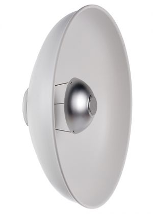 Satin-anodized reflector with white interior and  diffuser for soft illumination and controllable source  lighting.  100º coverage.