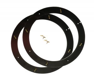 Photographic black powder coated metal rings and clip to hold scrim screen or gels. Contains 2 rings and 12 clips to make 1 sets.