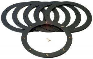 Photographic black powder coated metal rings and clip to hold scrim screen or gels. Contains 12 rings and 72 clips to make 6 sets.