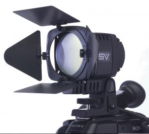 Professional one pound on-camera video light is perfect for interview lighting. Six foot coiled cord and has two built in filters. The diffused soft filter and dichroic daylight filter rotate into position independently.  The dichoric filter modifies the